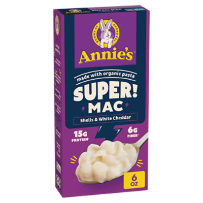 Annie's Super! Mac Shells & White Cheddar Wheat and Pea Pasta & Cheese, 6 oz