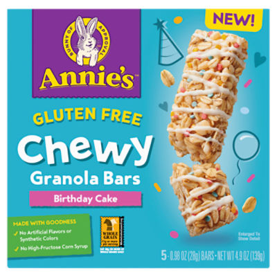 Annie's Gluten Free Birthday Cake Chewy Granola Bars, 0.98 oz, 5 count