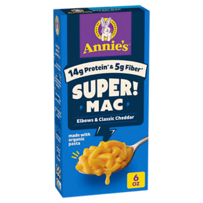 Annie's Super! Mac Elbows & Classic Cheddar Wheat & Pea Pasta & Cheese, 6 oz