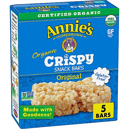 Annie's Homegrown Original Organic Crispy Snack Bars, 0.78 oz, 5 count