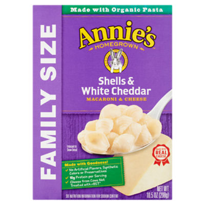 Annie's Homegrown Shells & White Cheddar Macaroni & Cheese Family Size, 10.5 oz, 12 Ounce