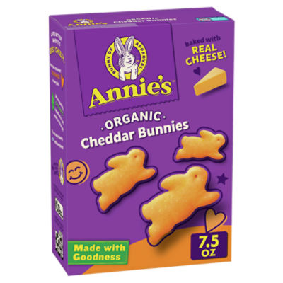 Annie's Homegrown Bunnies Baked Snack Crackers, White Cheddar - 7.5 oz box