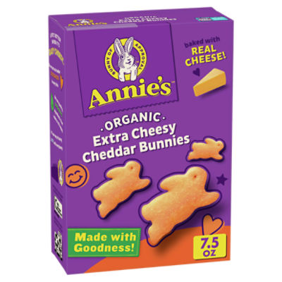 Annie's Organic Extra Cheesy Cheddar Bunnies Baked Crackers, 7.5 oz