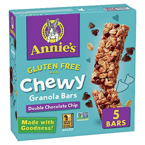 Annie's Gluten Free Double Chocolate Chip Chewy Granola Bars, 0.98 oz, 5 count
Made with Goodness
✔ No artificial flavors or synthetic colors
✔ No high-fructose corn syrup
✔ Made with real chocolate chips
