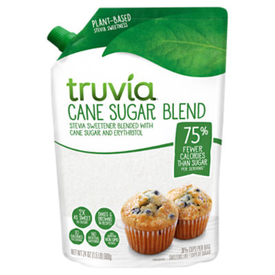 Truvia Cane Sugar Blend, Mix of Stevia Sweetener and Cane Sugar, 24 oz