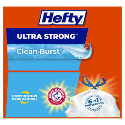 Hefty Ultra Strong Tall Kitchen Trash Bags, Clean Burst Scent, 40