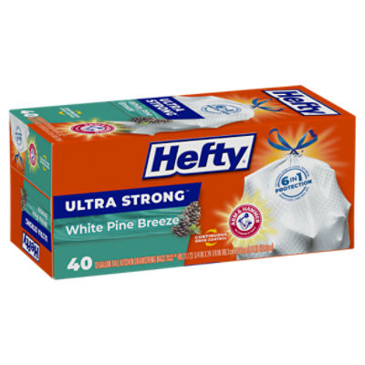 Hefty Ultra Strong Large Multipurpose Drawstring Trash Bags, White Pine  Breeze, 30 Gallon, 25 Count