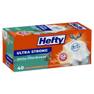 Hefty Ultra Strong Multipurpose Large Trash Bags, Black, White Pine Breeze  Scent, 30 Gallon, 25 Count