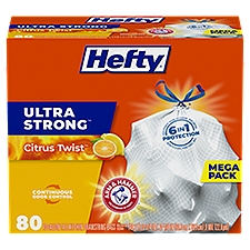 Hefty Ultra Strong Trash Bags, Citrus Twist 13 Gallon, 80 Each