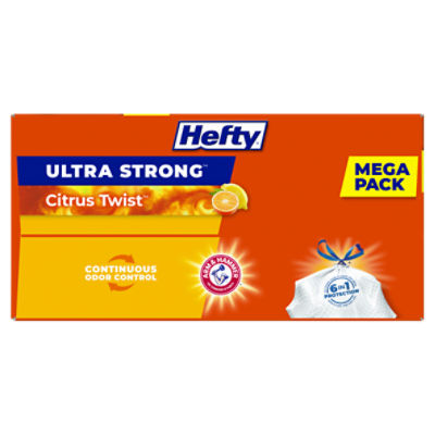 Hefty Ultra Strong Tall Kitchen Trash Bags, Citrus Twist Scent, 13