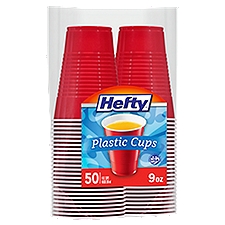 Hefty Red Disposable Plastic 9 oz Cups, 50 Each
