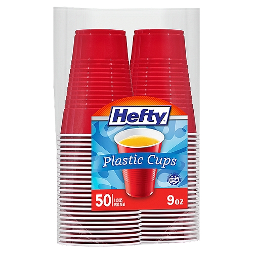 Hefty Red Disposable Plastic Cups allow you to save time on cleanup at your next special celebration or everyday meal. Sturdy enough to hold cold drinks, from beer and wine to soda and milk. Enjoy the party without worrying about broken glassware when you rely on these plastic cups to hold your guests' cold beverages. Their easy-grip feature makes these red cups comfortable to hold without slippage, while their convenient design adds style and stacks easily. Best of all, these disposable party cups make after-party cleanup a breeze.
