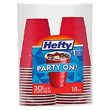Hefty Plastic Cups Red Disposable 18 oz, 30 Each