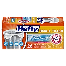 Hefty Small Clean Burst Scent Flap Tie, Trash Bags, 26 Each