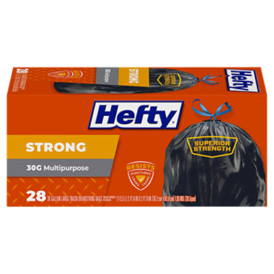 Hefty Strong Multipurpose Drawstring Trash Bags, 28 Each