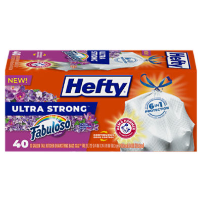 Hefty Ultra Strong Fabuloso Lemon 13 Gallon Tall Kitchen Drawstring Bags,  40 count