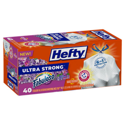 Hefty Ultra Strong Tall Kitchen Trash Bags, Fabuloso Scent, 13 Gallon, 40  Count