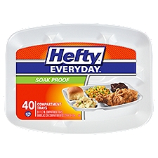 Hefty Everyday - Foam Trays - Soak Proof Compartment, 40 Each