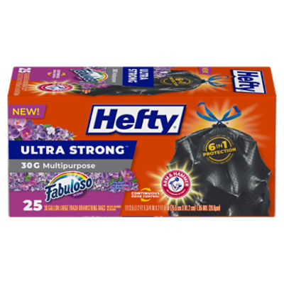 Hefty Ultra Strong 30 Gal Fabuloso Drawstring Trash Bags, 25 Each
