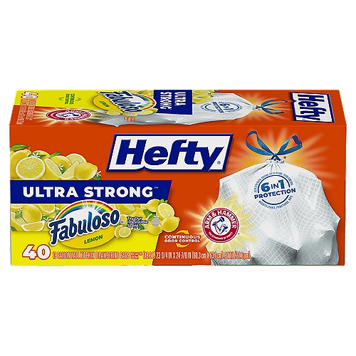  Hefty Ultra Strong Multipurpose Large Trash Bags, Black,  Fabuloso Lemon Scent, 30 Gallon, 50ct : Health & Household