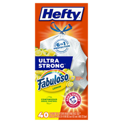 Hefty Ultra Strong Tall Kitchen Trash Bags, Fabuloso Lemon Scent, 13  Gallon, 80 Count