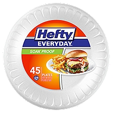 Hefty Everyday Soak Proof 9 Inch White Foam Plates, 45 Each