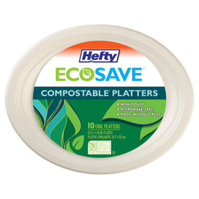 Hefty Ecosave 12 1/2 x 10 In Compostable Oval Platters, 10 count, 10 Each