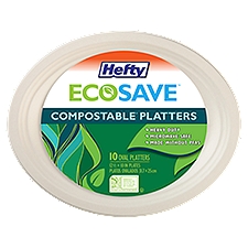 Hefty ECOSAVE 12.5 Inch x 10 Inch 100% Compostable, Oval Platters, 10 Each