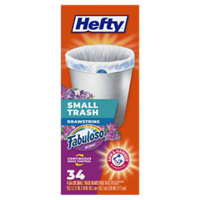 Hefty Small Trash Bags, Fabuloso Scent, 4 Gallon, 34 Count