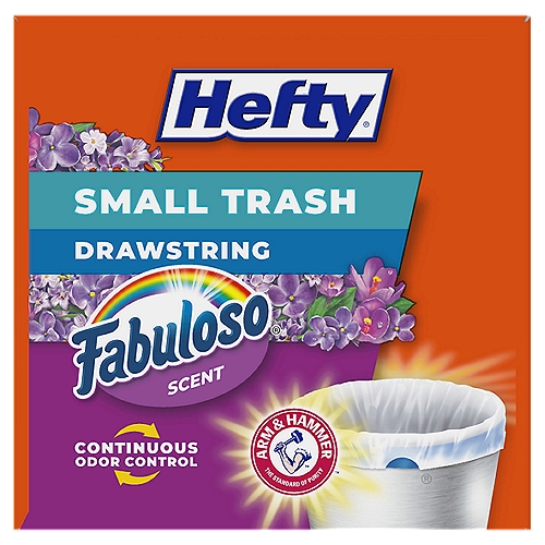 Hefty Small Drawstring Trash Bags, Fabuloso Scent, 4 Gallon, 34 Count