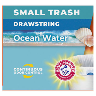 Hefty Small Drawstring Trash Bags, Ocean Water Scent, 4 Gallon