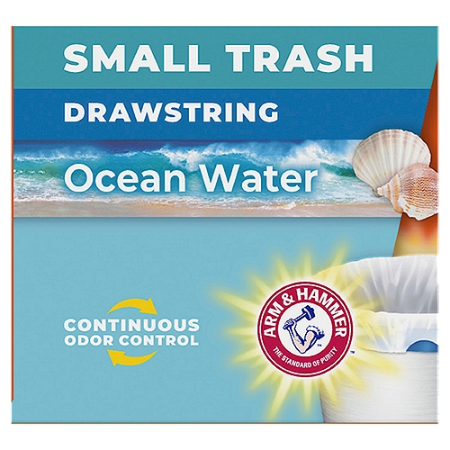 Hefty Small Drawstring Trash Bags, Ocean Water Scent, 4 Gallon, 34