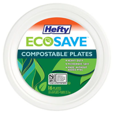 Hefty Ecosave 10 1/8 In Compostable Plates, 16 count, 16 Each