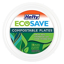 Hefty ECOSAVE 10 Inch 100% Compostable, Plates, 16 Each