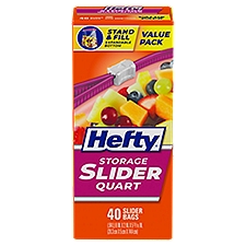 Hefty Slider Quart Size Storage Bags Value Pack, 40 count, 40 Each