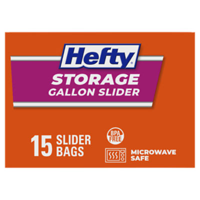 Hefty Storage Gallon Slider Bags, 15 count