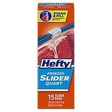 Hefty Slider Quart Size, Freezer Bags, 15 Each