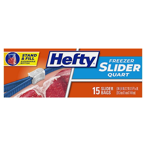 Hefty Freezer Slider Bags, Quart, 15 CT (Pack - 3)