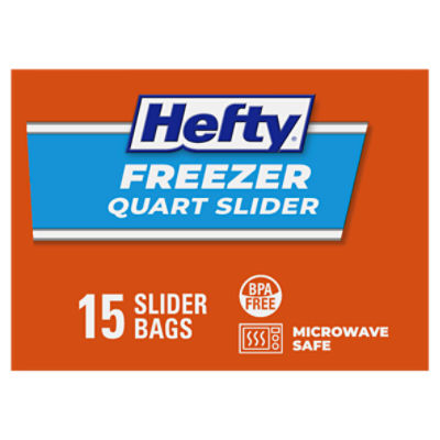 Hefty Slider Quart Size Freezer Bags, 15 Ct