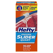 Hefty Slider Quart Size, Freezer Bags, 35 Each