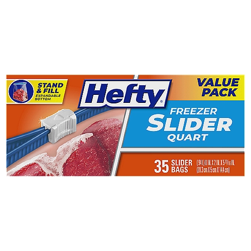 Hefty Slider Quart Size Freezer Bags Value Pack, 35 count