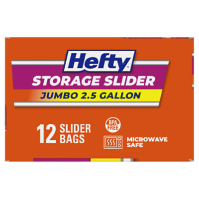 Hefty Slider Bags, Jumbo, Storage, 2.5 Gallon - 10 bags