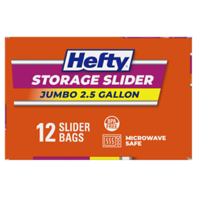 Hefty Slider Jumbo 2.5 Gallon Size Storage Bags 