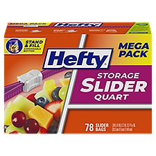 Hefty Storage Bags Slider Quart Size, 78 Each