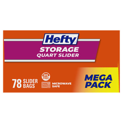 Hefty Slider Bags, Storage, Quart, Mega Pack - 78 bags