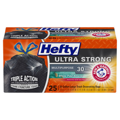 Hefty Ultra Strong 30G Trash Bag White Pine DS, 50ct
