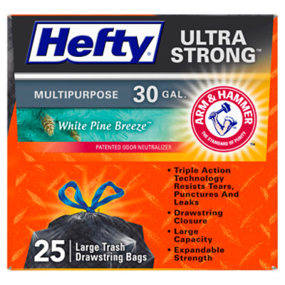 Hefty® Ultra Strong™ Multipurpose White Pine Breeze 30 Gallon Drawstring Trash  Bags, 25 ct - Fry's Food Stores