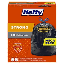 Hefty Strong Multipurpose Large Black Trash Bags, 56 Each