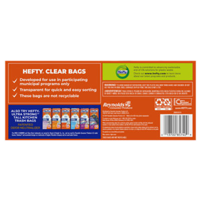Hefty 30 Gallon Multipurpose Recycling Clear Large Trash Drawstring Bags,  36 count - The Fresh Grocer