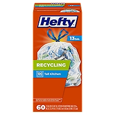 Hefty Recycling Clear Scent Free, Drawstring Bags, 60 Each